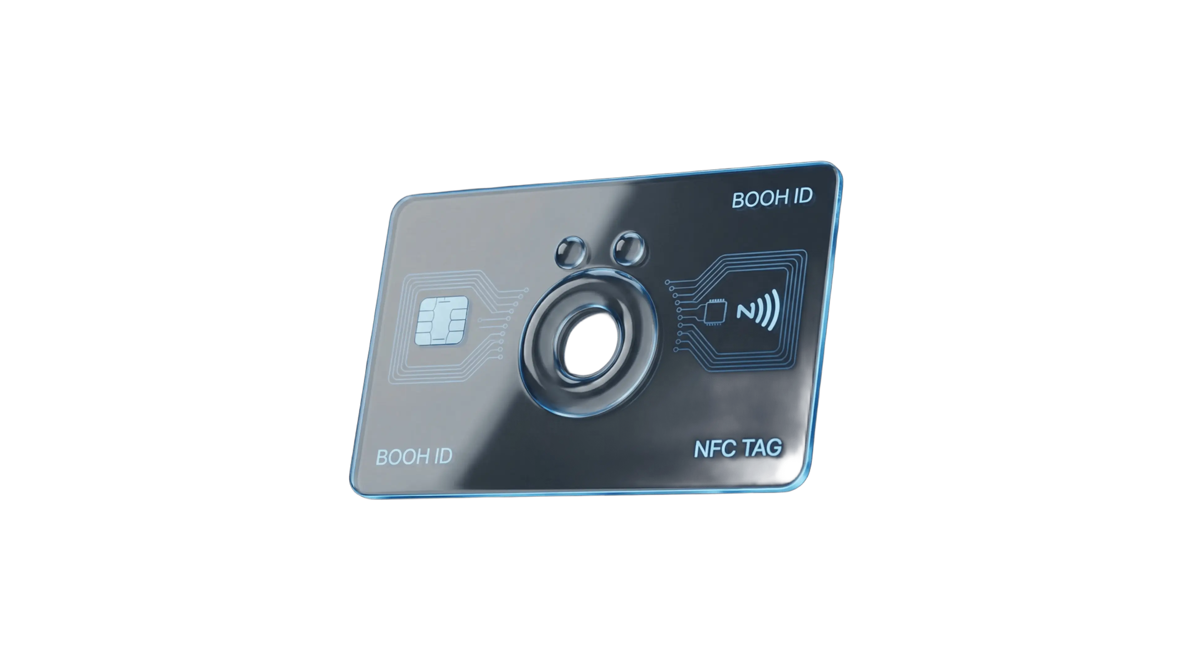 Illustration de la carte BÖÖH ID avec le symbole NFC.